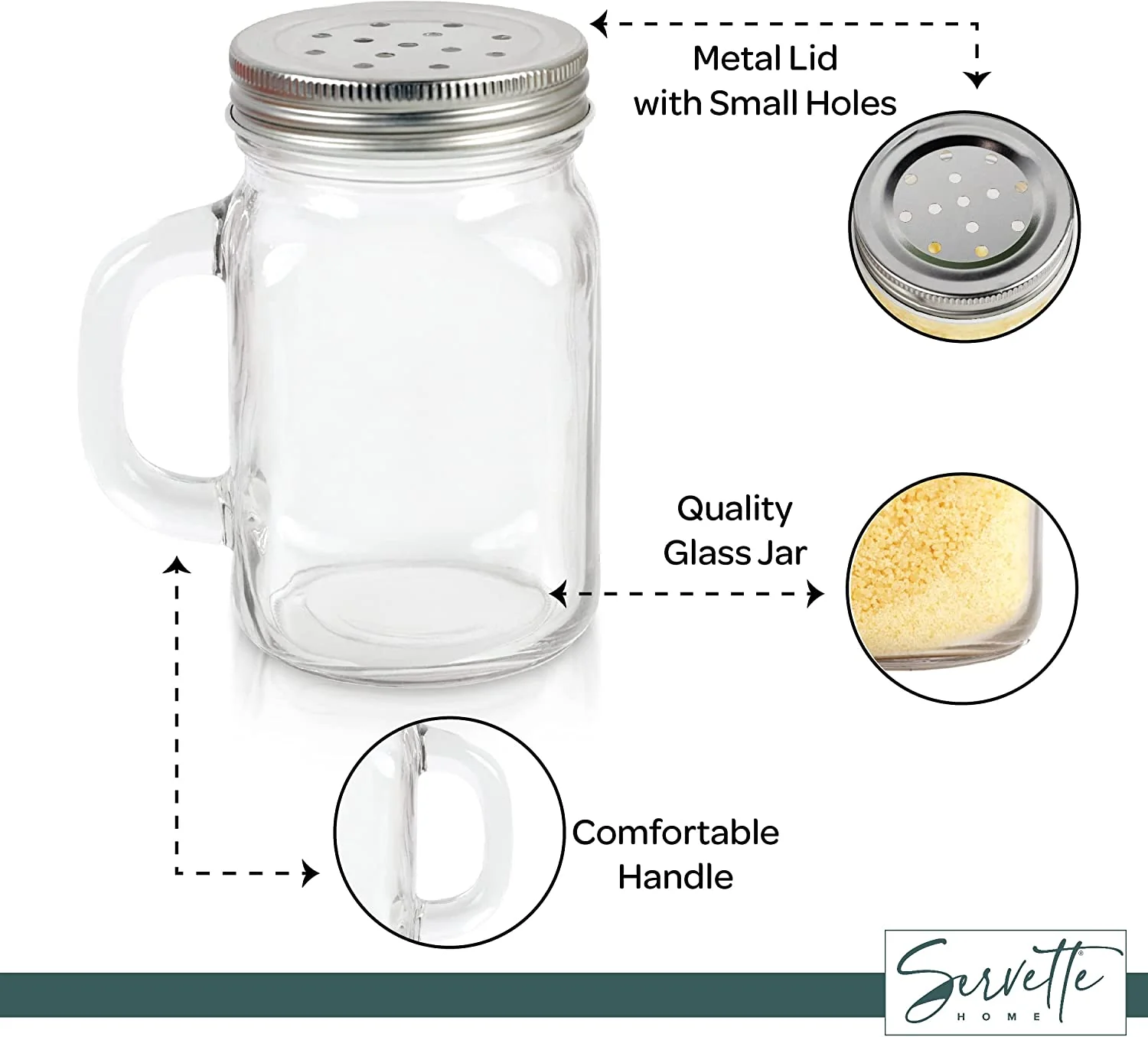 14 oz Glass Cheese Shaker with Handle - Image 4