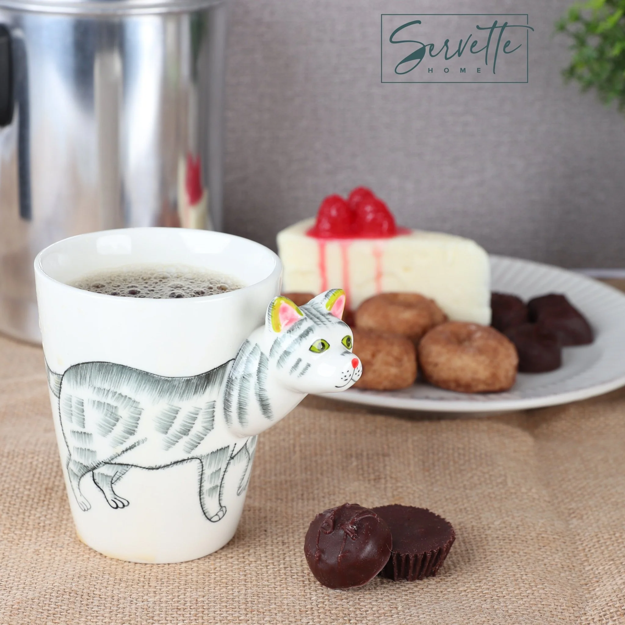 3D Animal Coffee Mug - White Cat - Image 2