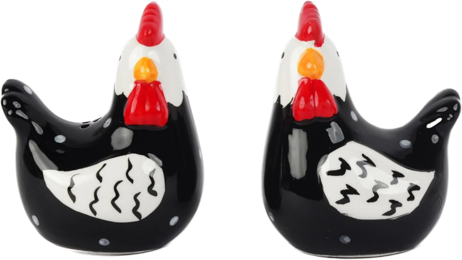 Black and White Chickens Salt and Pepper Shaker