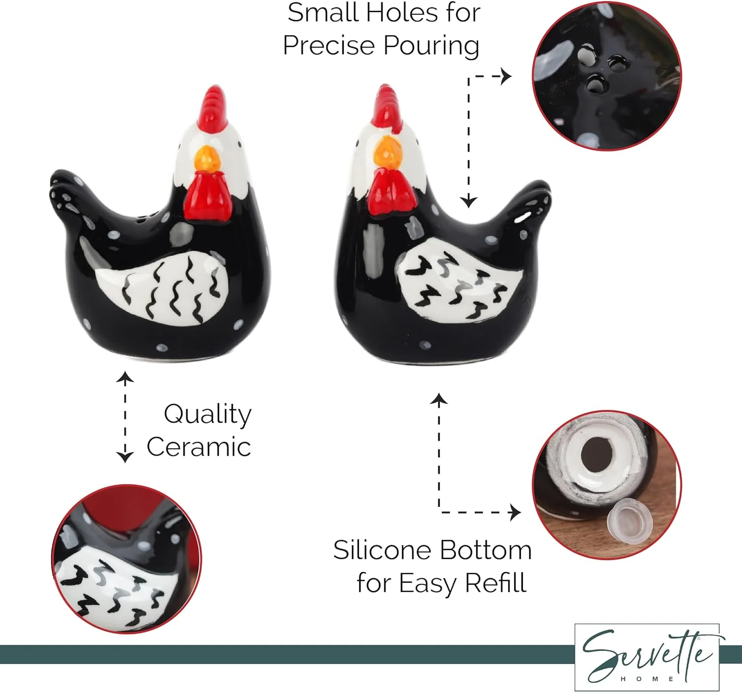 Black and White Chickens Salt and Pepper Shaker - Image 4