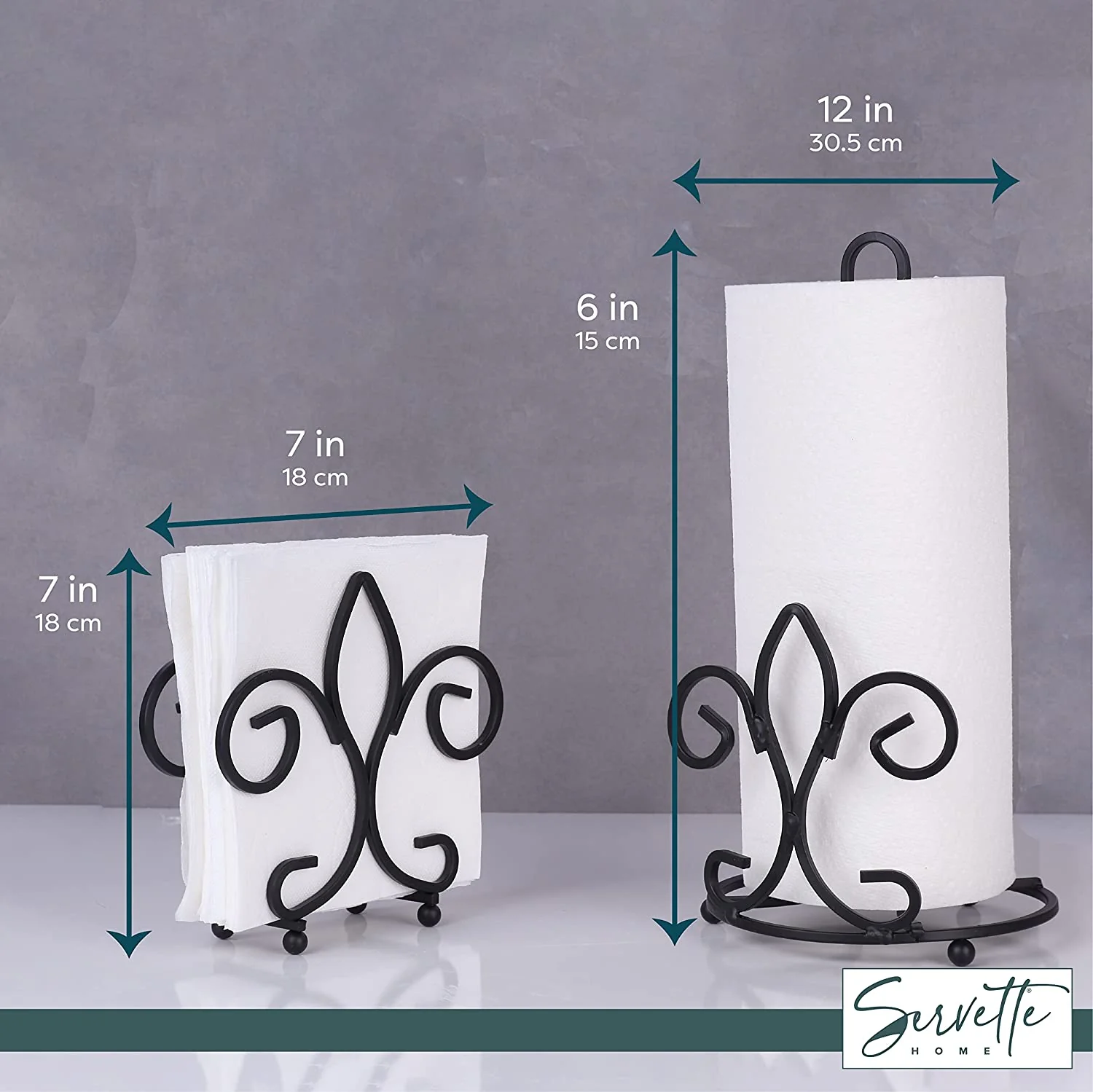 Fleur De Lis Paper Towel Holder - Black - Image 5