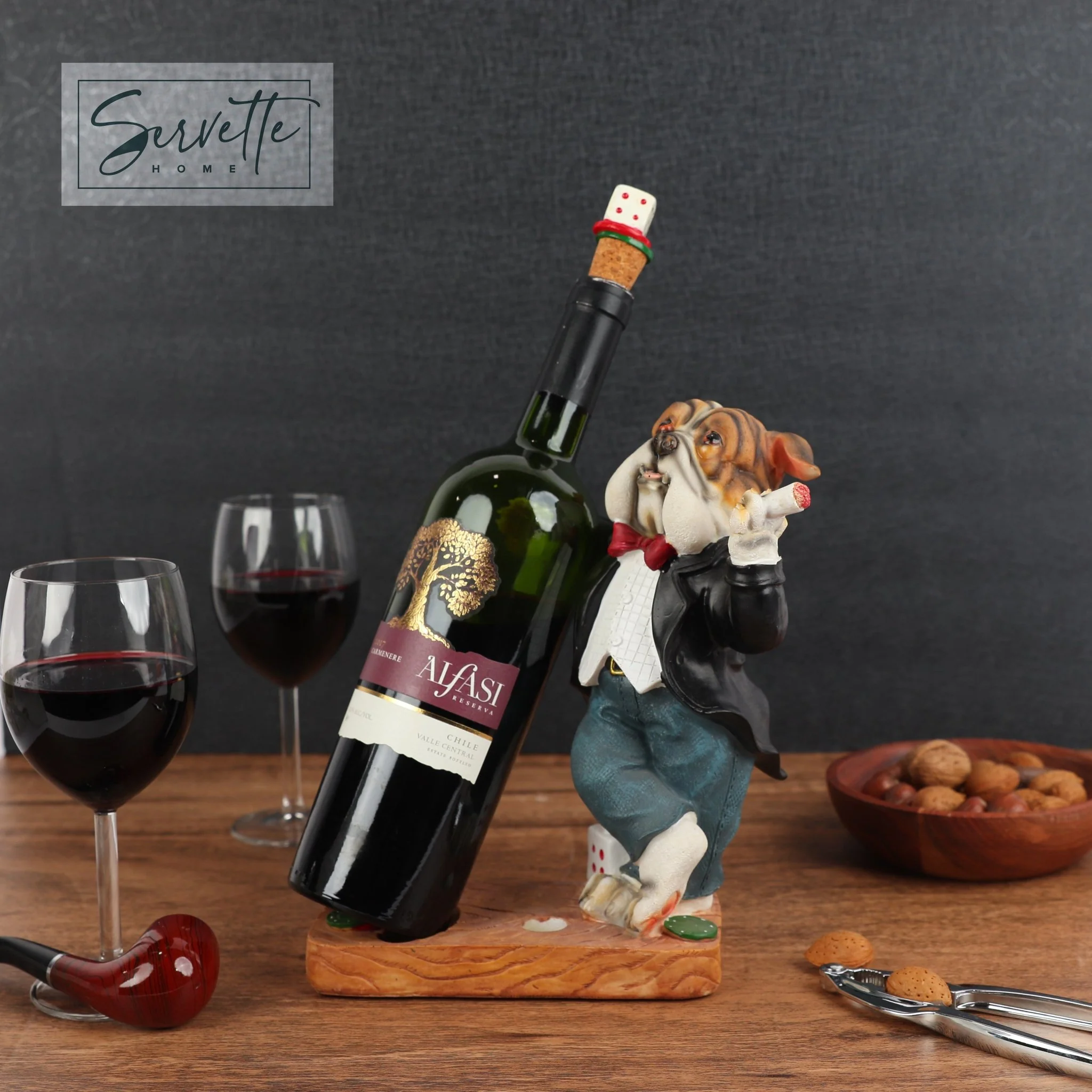 Bull Dog Poker Wine Bottle Holder - Image 3