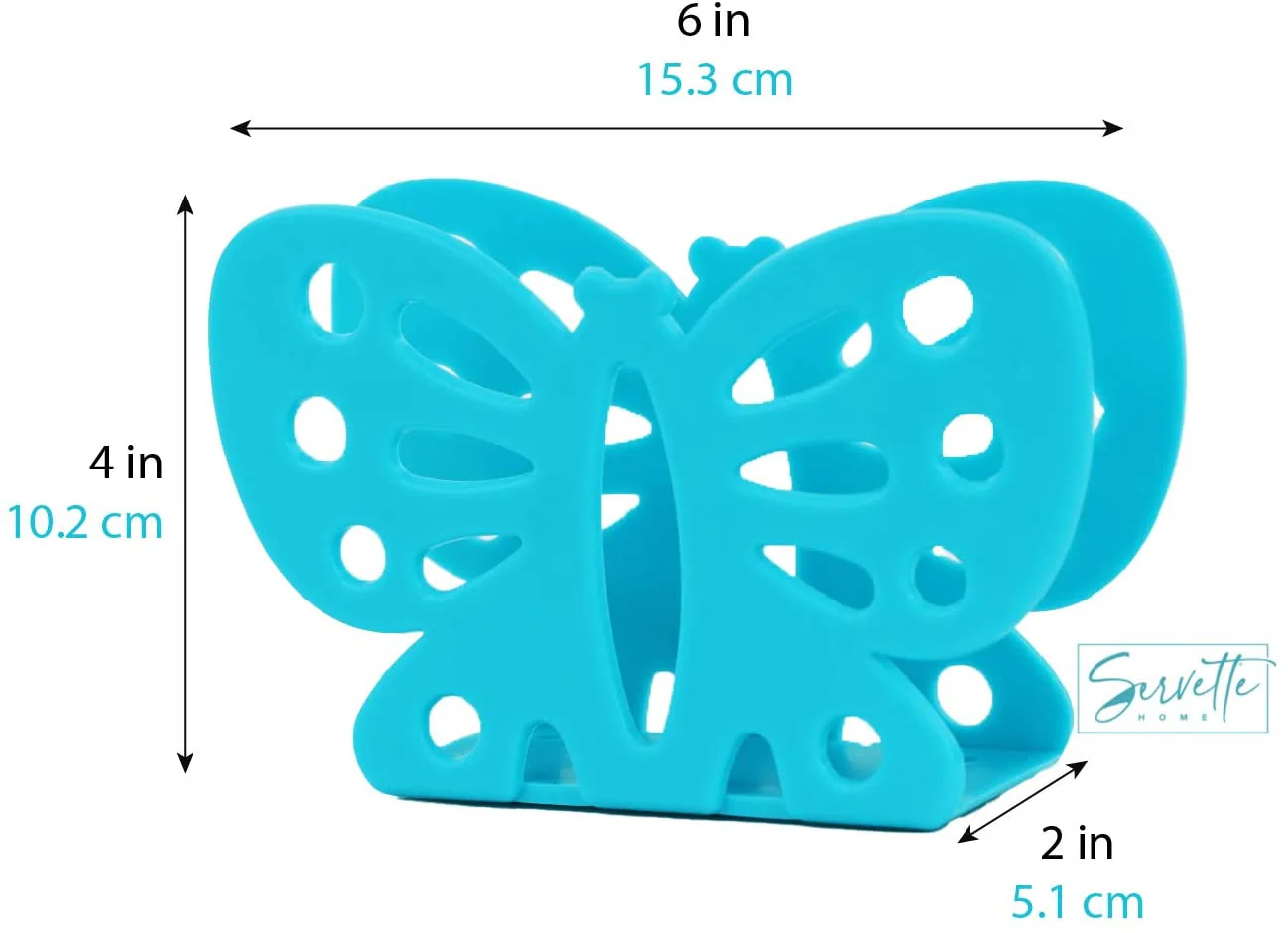 Turquoise Butterfly Plastic Napkin Holder - Image 4
