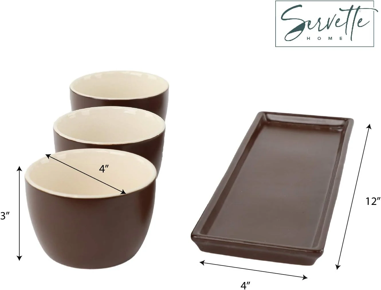 3 Bowl Condiment Set with Tray - Image 3