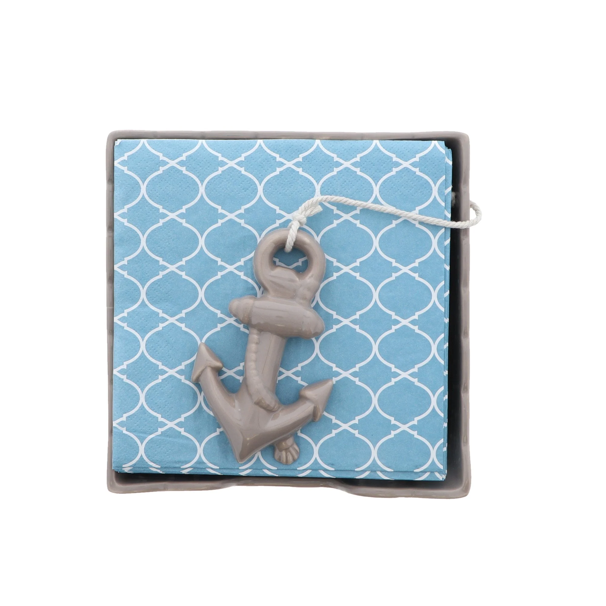 Ceramic Square Large Napkin Box with Anchor Weight - Image 4