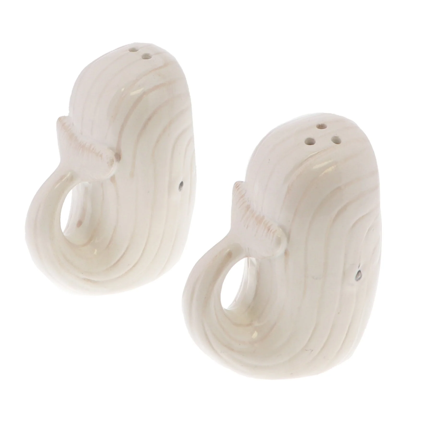 White Standing Up Whale Salt and Pepper Shaker and White Whale Ceramic Tray - Image 3