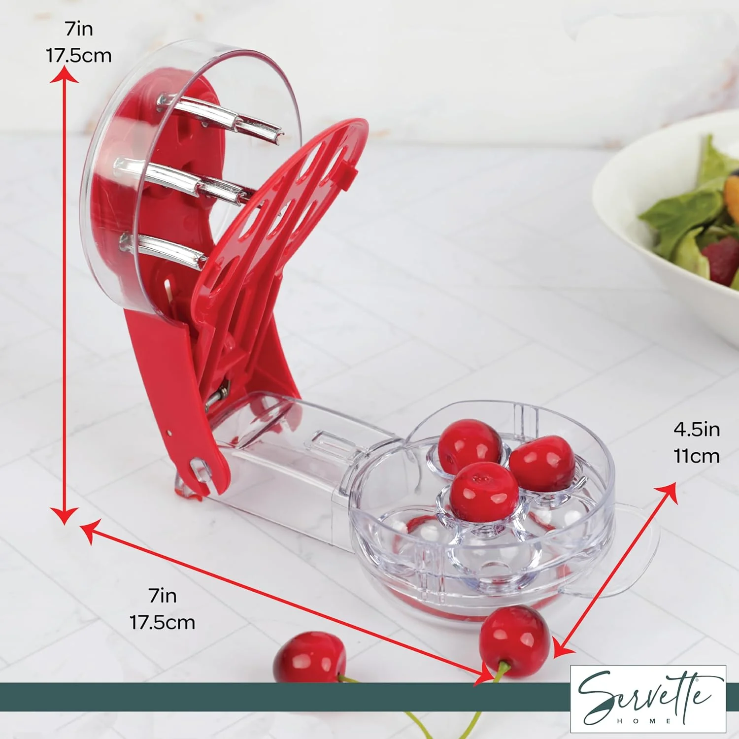 Cherry Pitter Tool, 6-Hole Pit Remover for Cherries, Olives, Dates - Image 4