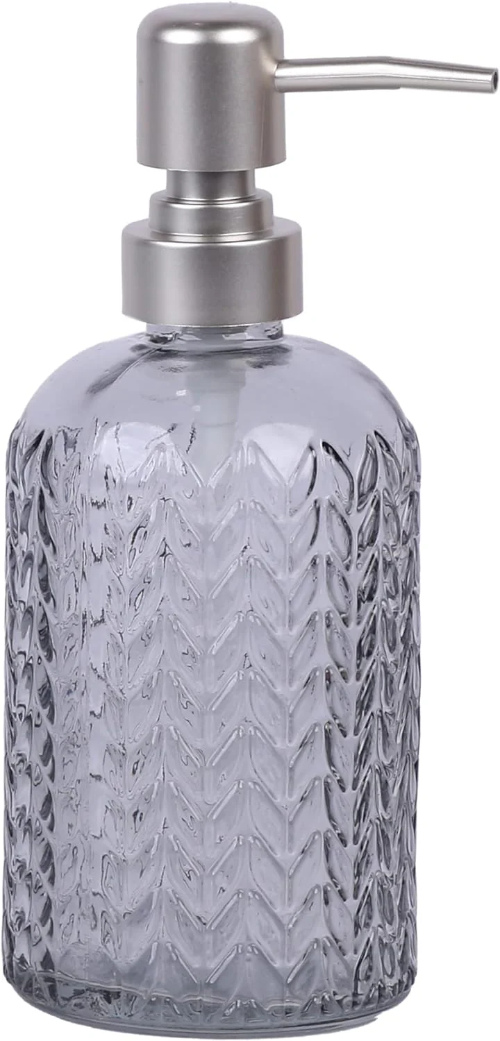 Chevron Glass Soap Dispenser - Grey