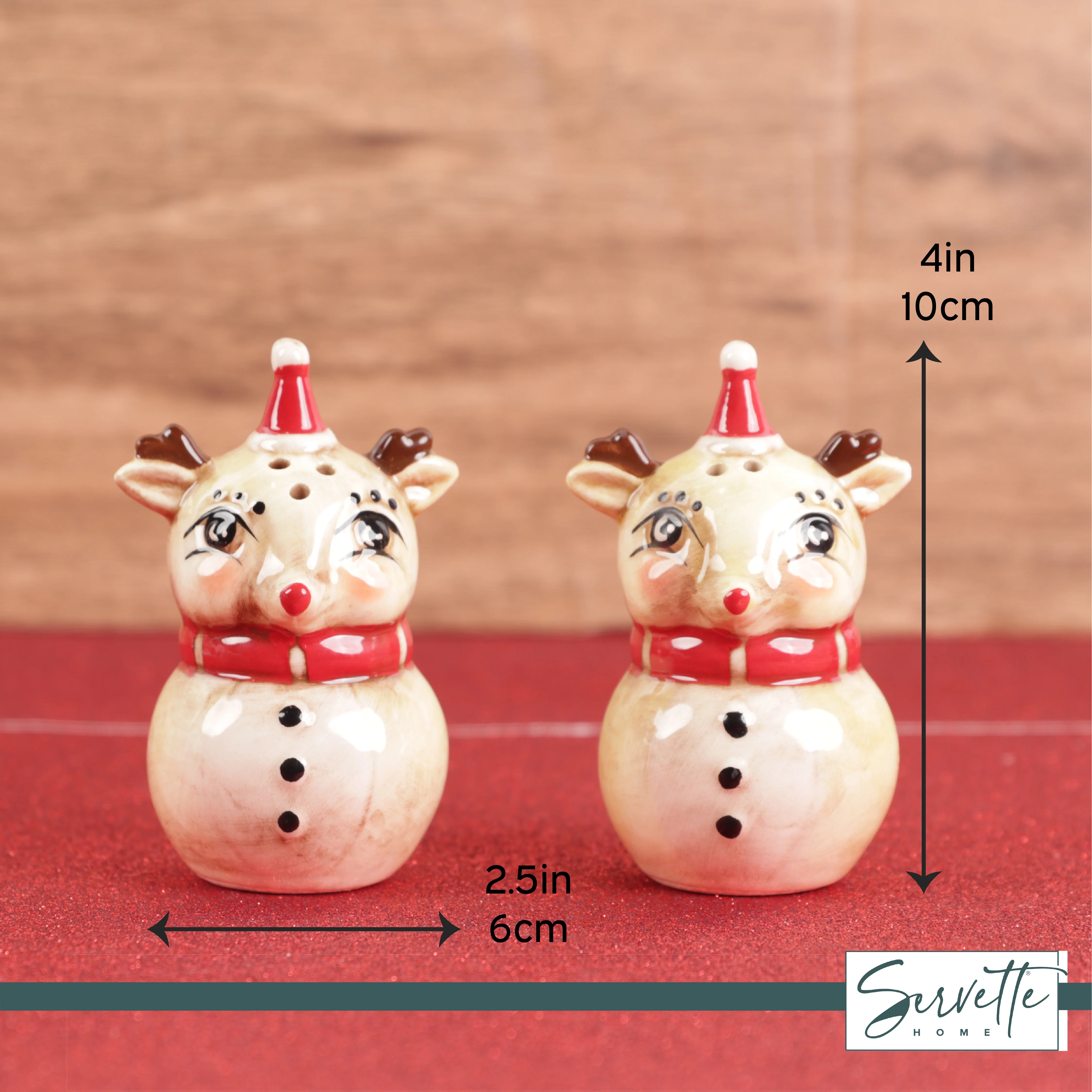 Christmas Holiday Salt and Pepper Shaker Set - Nostalgic Reindeer - Image 5
