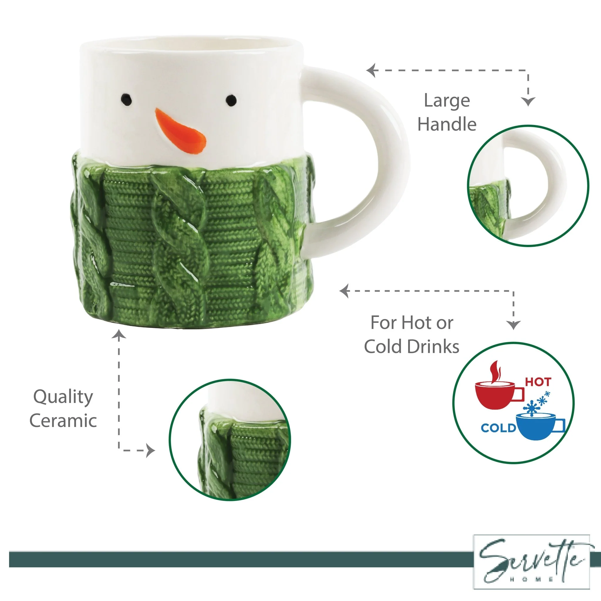 Christmas Mugs Green Sweater Holiday Winter Mugs - Image 4