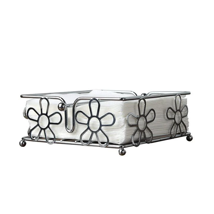 Chrome Napkin Holder with Flower Design - Image 8