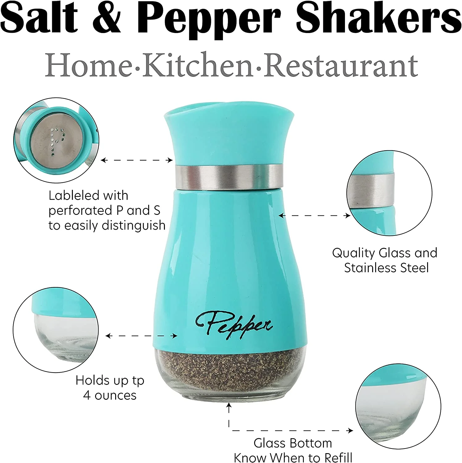 4oz Colored Salt and Pepper Shakers - Image 4