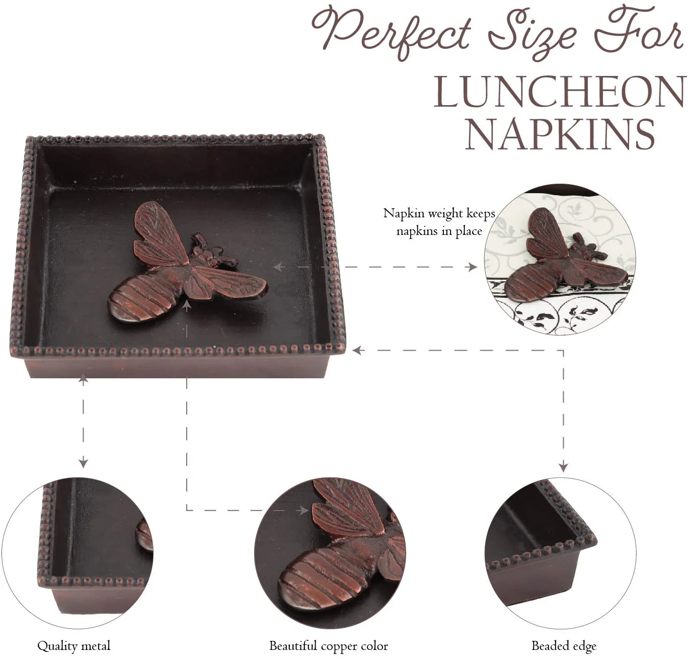 Copper Bug Lunch Napkin Holder - Image 3