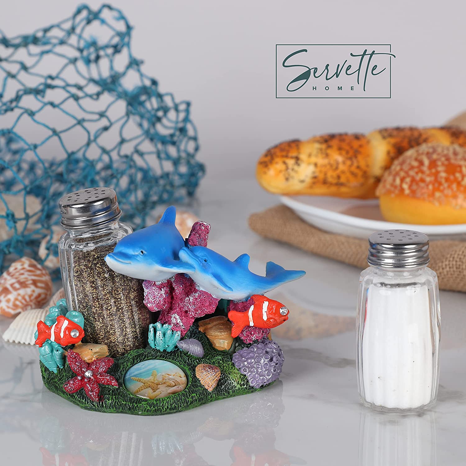 Dolphin Salt and Pepper Shakers with Stand - Image 2