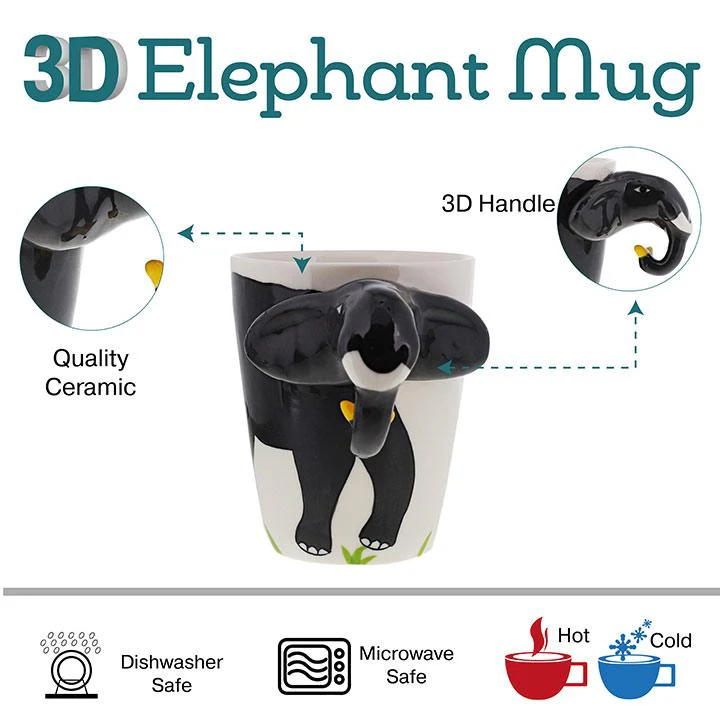 3D Elephant Ceramic Coffee Mug - Image 3