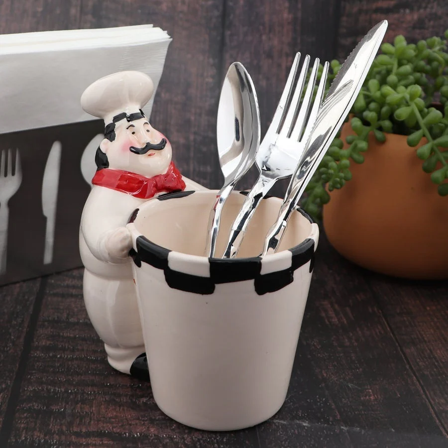Chef Utensil Holder & Chef Salt and Pepper Shaker & Chef Condiment Holder & Chef Spoon Rest - Image 2