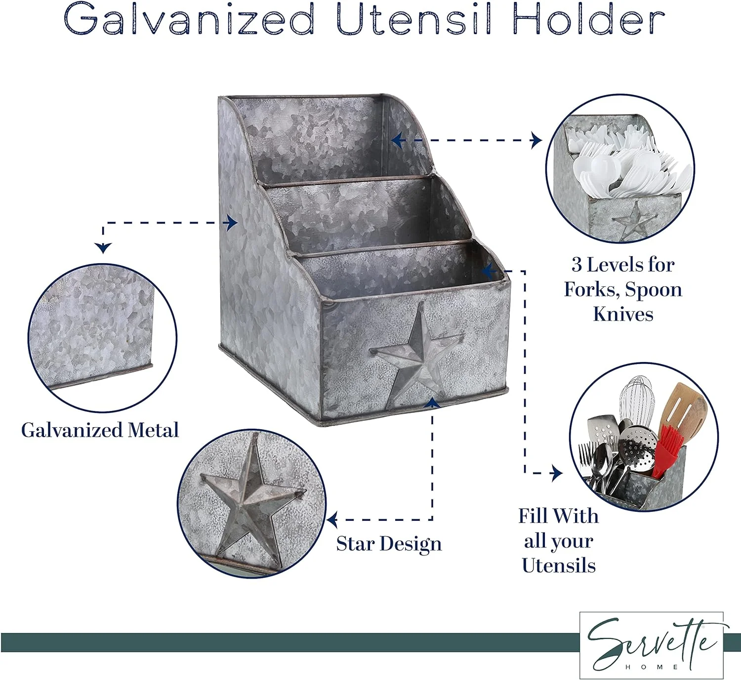 Galvanized Utensil Holder - Image 2