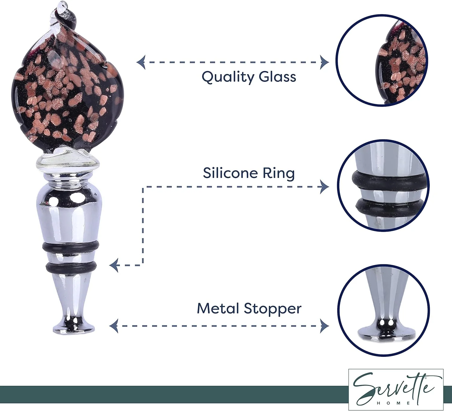 Glass Curved Leaf Animal Print Bottle Stopper - Black Spot - Image 4