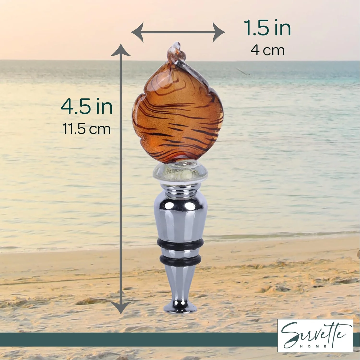Glass Curved Leaf Animal Print Bottle Stopper - Brown Stripe - Image 5