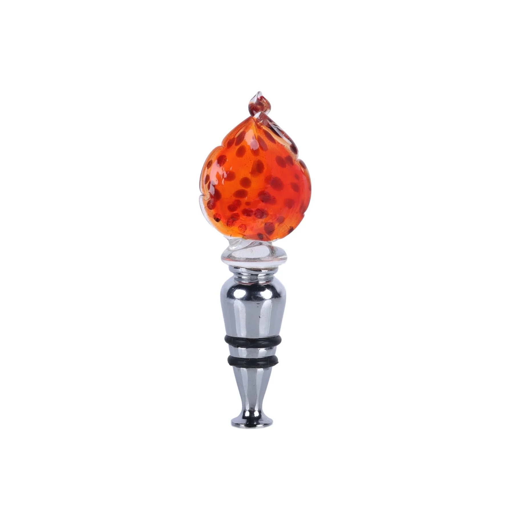 Glass Curved Leaf Animal Print Bottle Stopper - Orange Spot