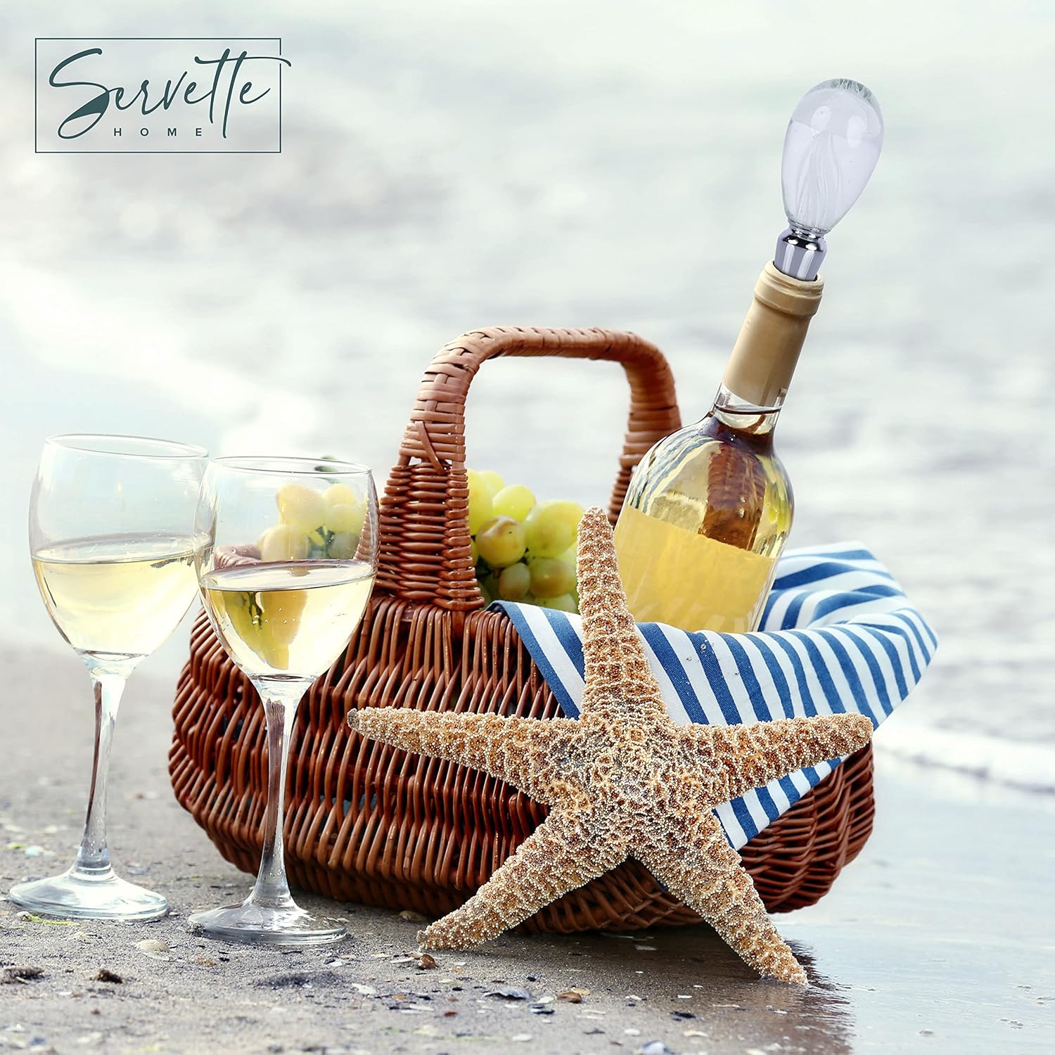 Glass Jelly Fish Wine Stopper - White - Image 2