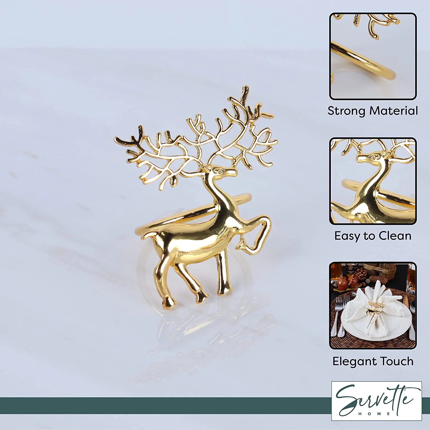 Gold Deer Napkin Rings - Image 4