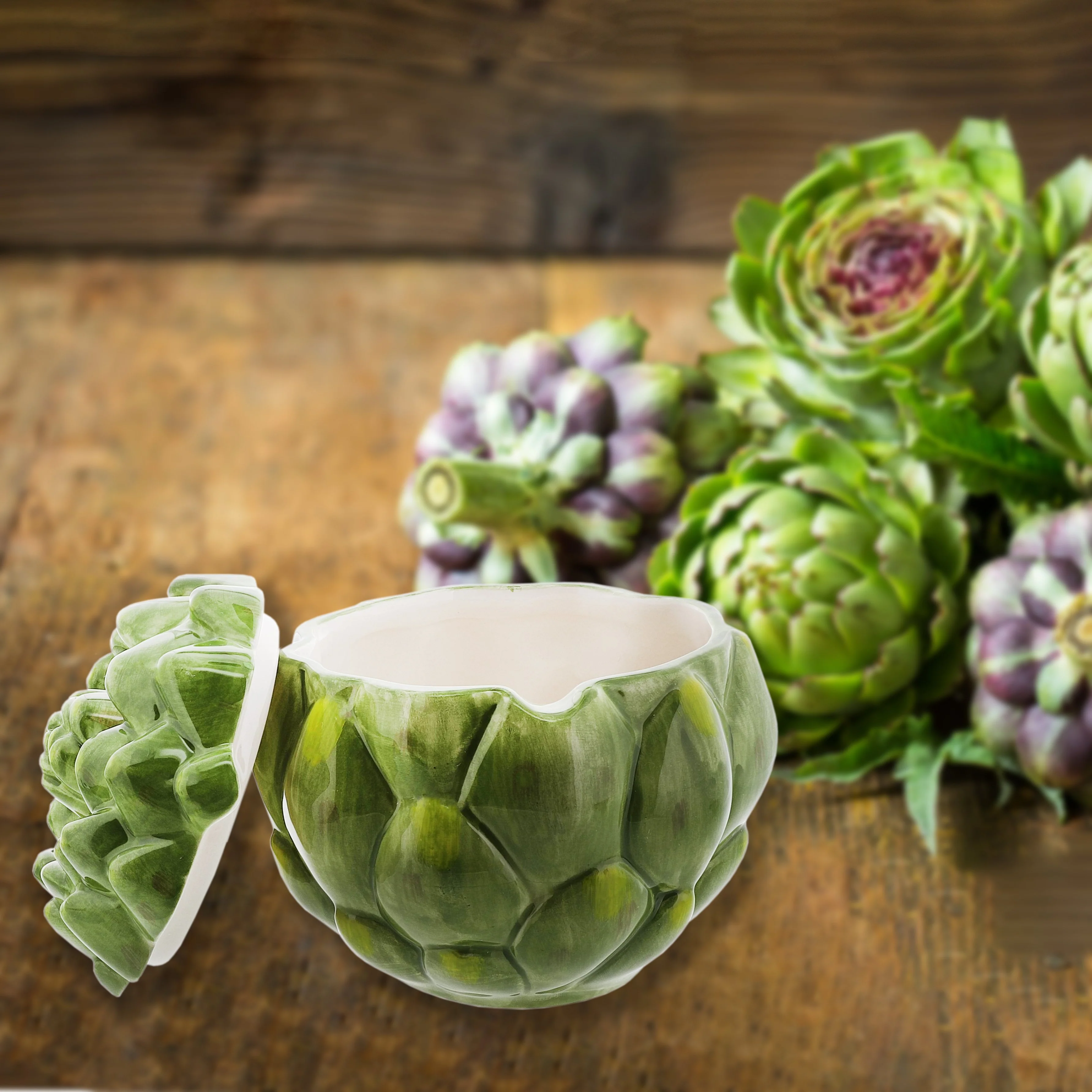 Green Artichoke Ceramic Condiment Bowl - Image 3