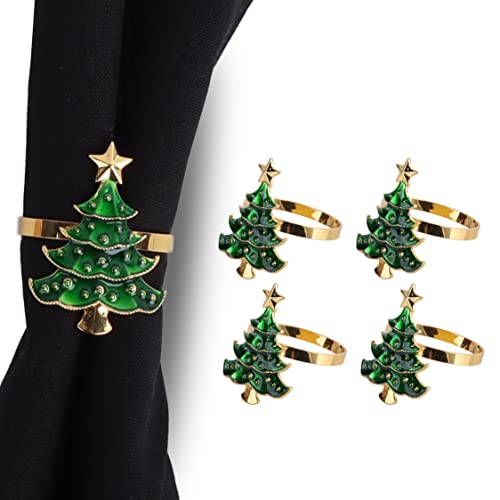 Green Christmas Tree Napkin Ring - Set of 4