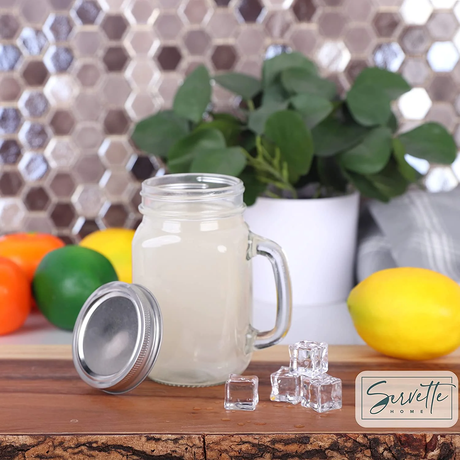 Glass Mason Jar with Silver Lid - Set of 2 - Image 3