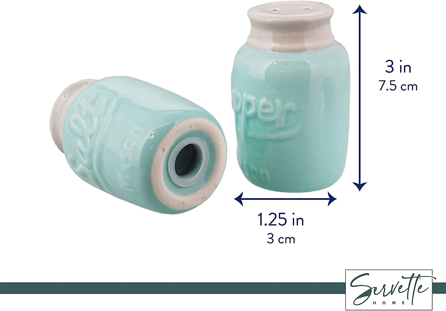 Light Blue Mason Jar Salt and Pepper Shakers - Image 4