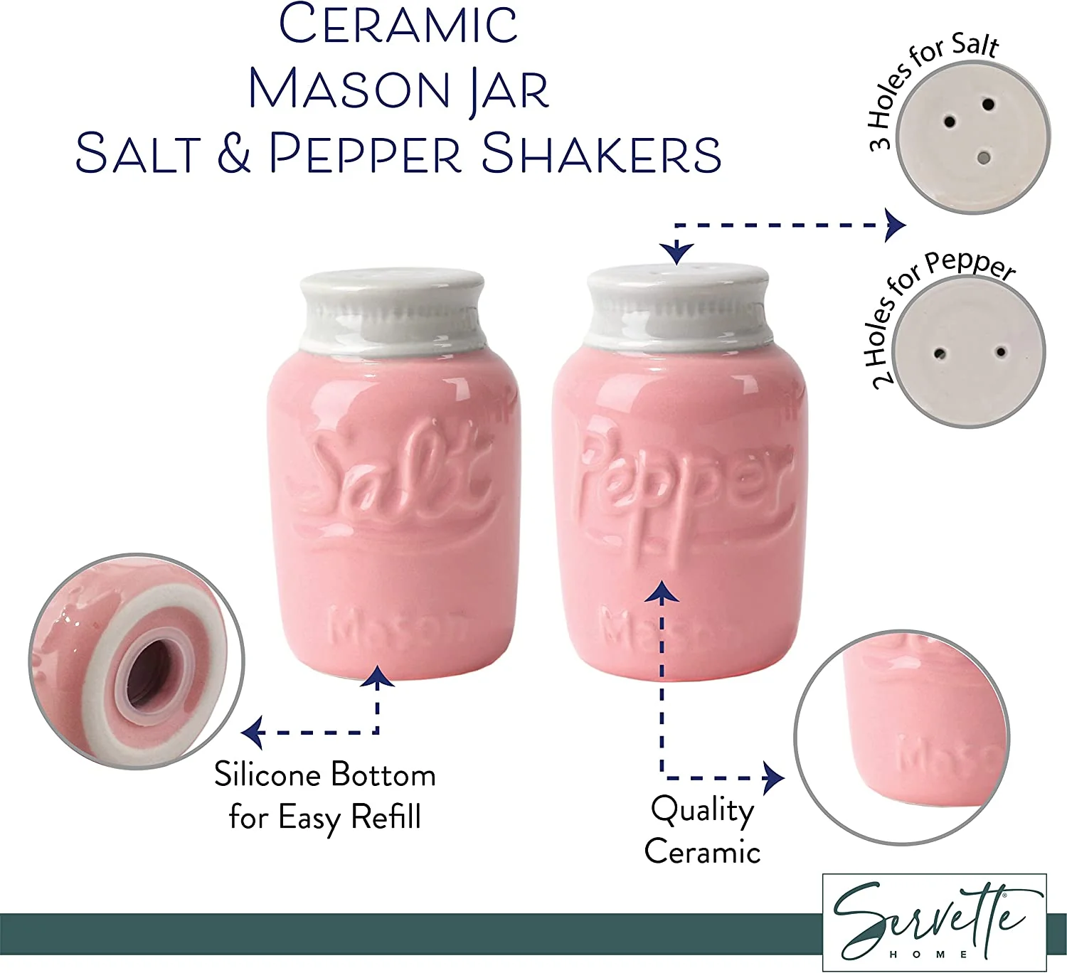 Pink Mason Jar Salt and Pepper Shakers - Image 5