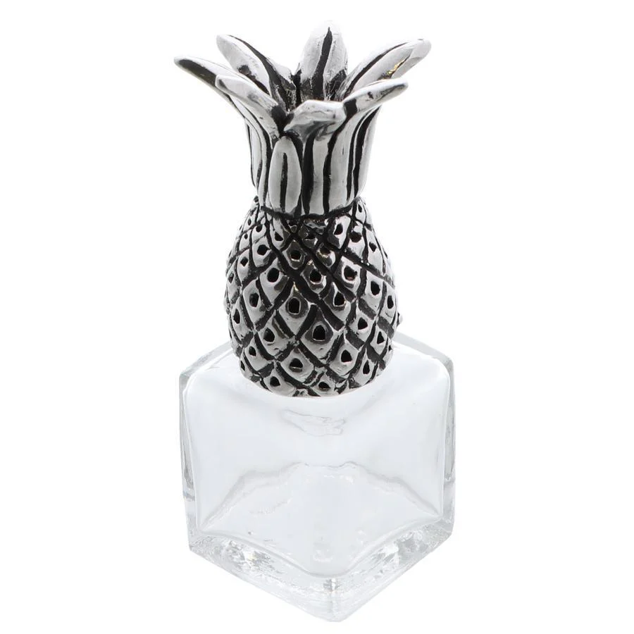 Mini Salt or Pepper Glass Shaker with Pewter Pineapple Figurine Lid - Image 3