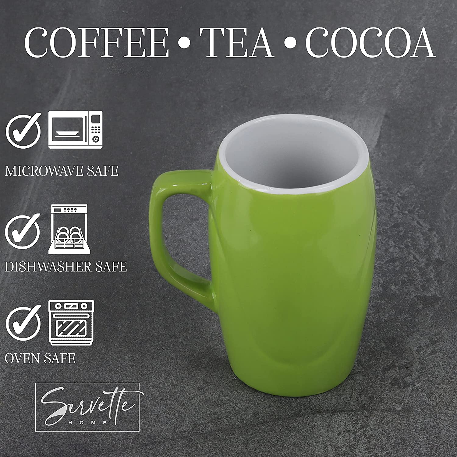 2 Round Coffee Mugs - Orange & Green - Image 4