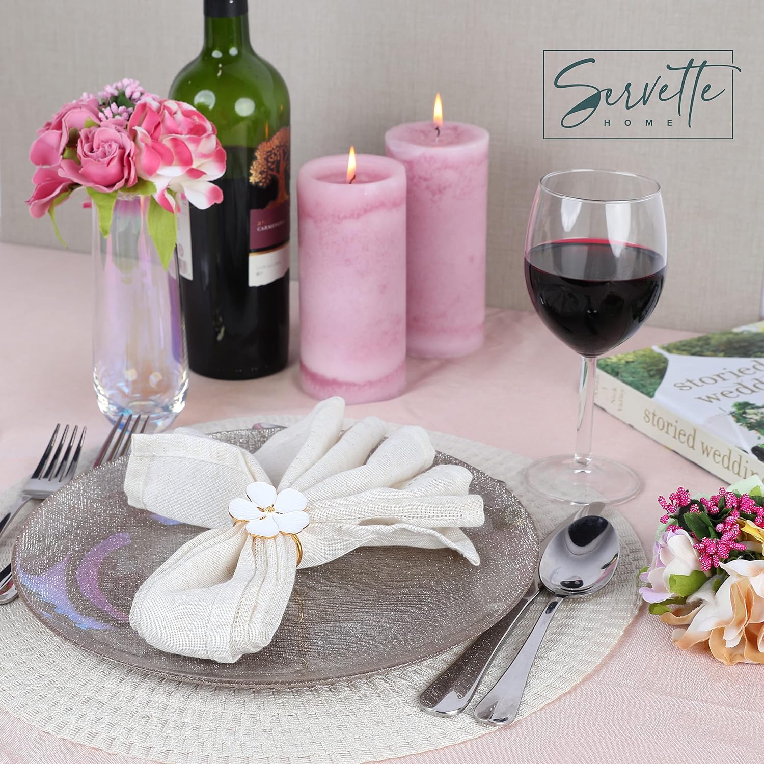 Spring Flower White Pansy Napkin Ring - Image 3