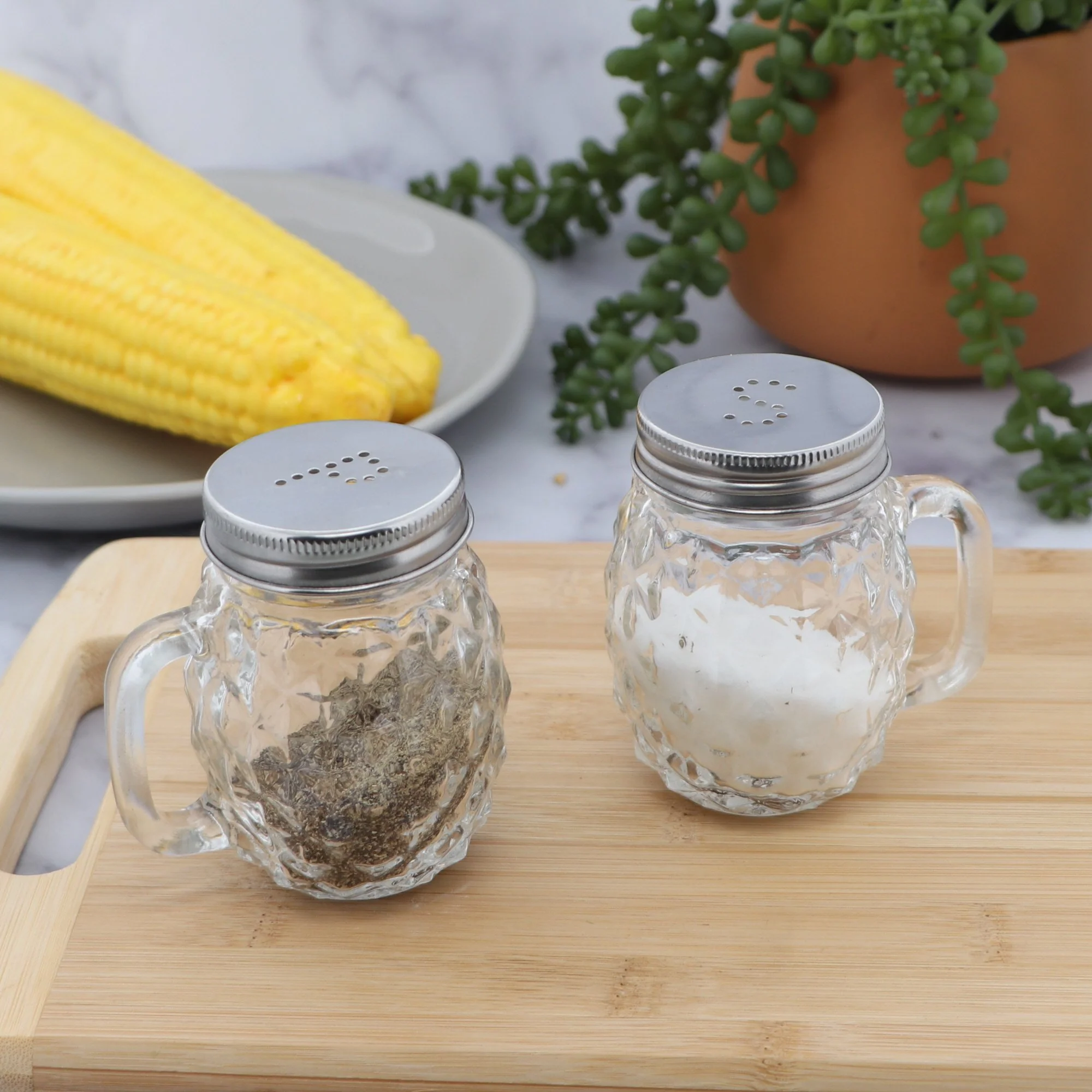 Pineapple Shaped Glass Jar Salt & Pepper Shakers - Image 2