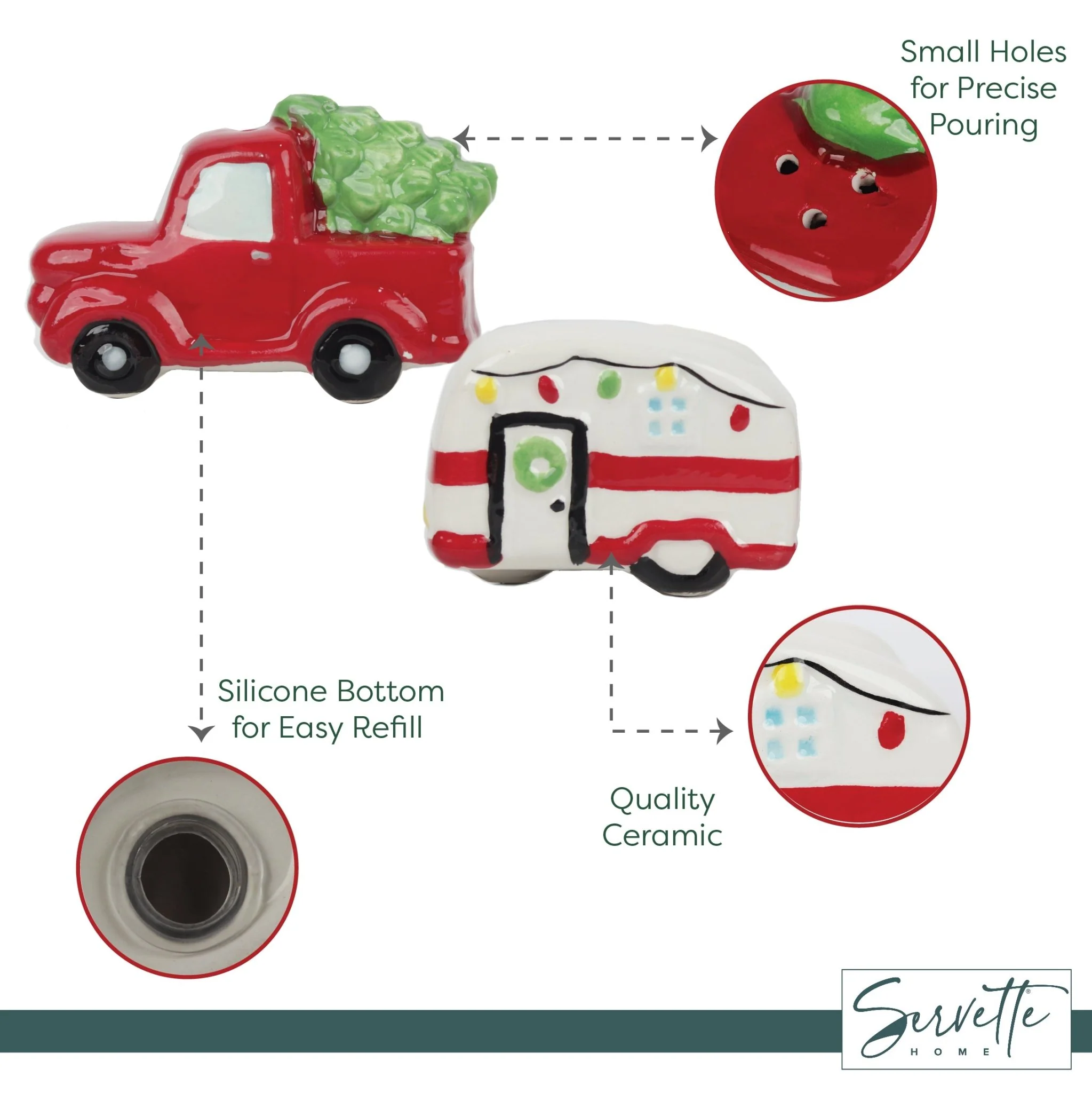 Red Truck and Camper Christmas Salt and Peppper Set - Image 4
