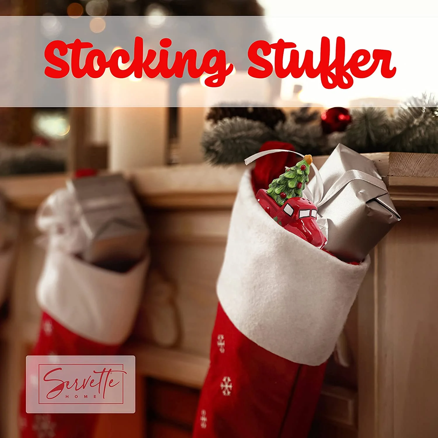 Red Truck with Christmas Tree Salt Shakers - Image 3