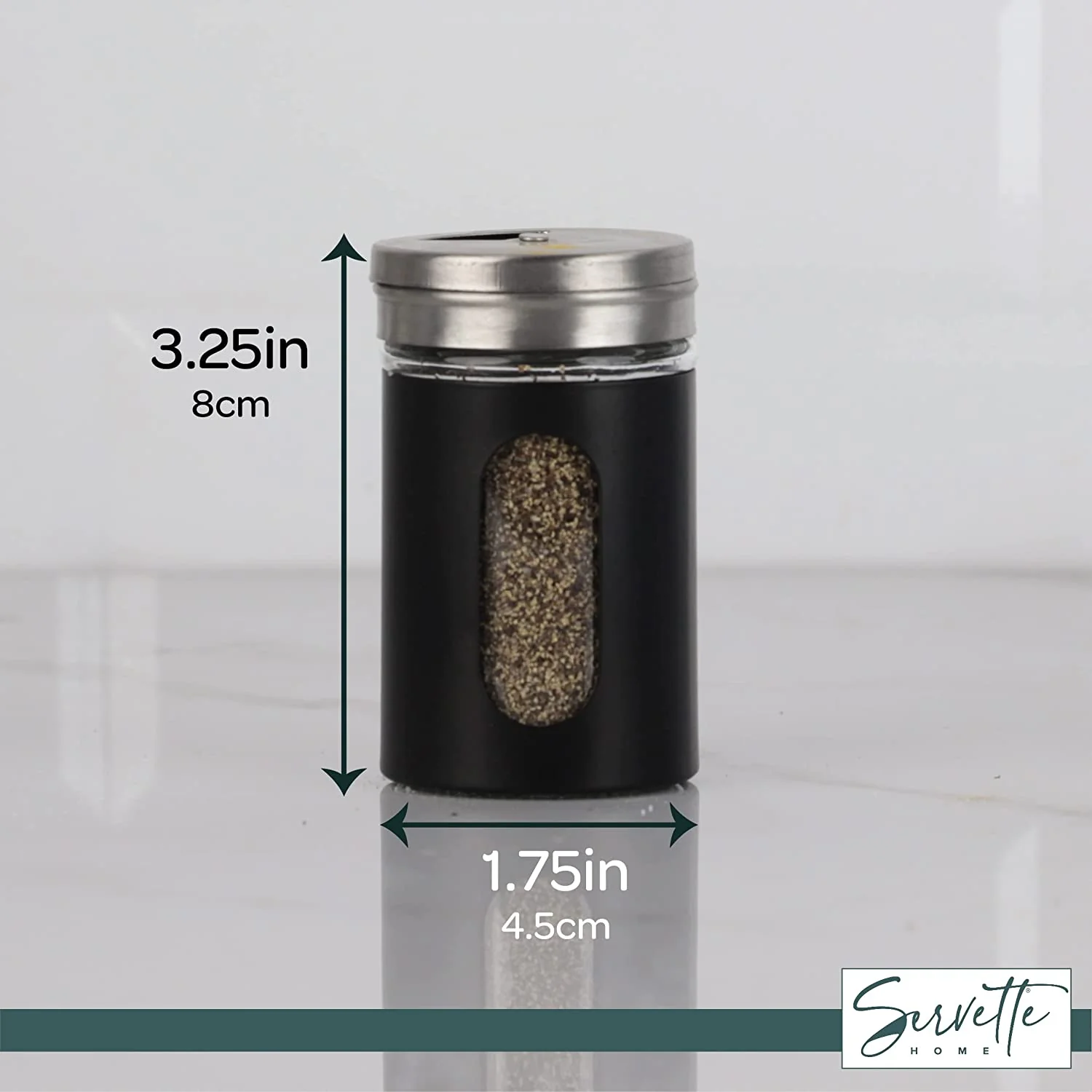Black Retro Salt & Pepper Glass Jar Single Shaker - Image 6