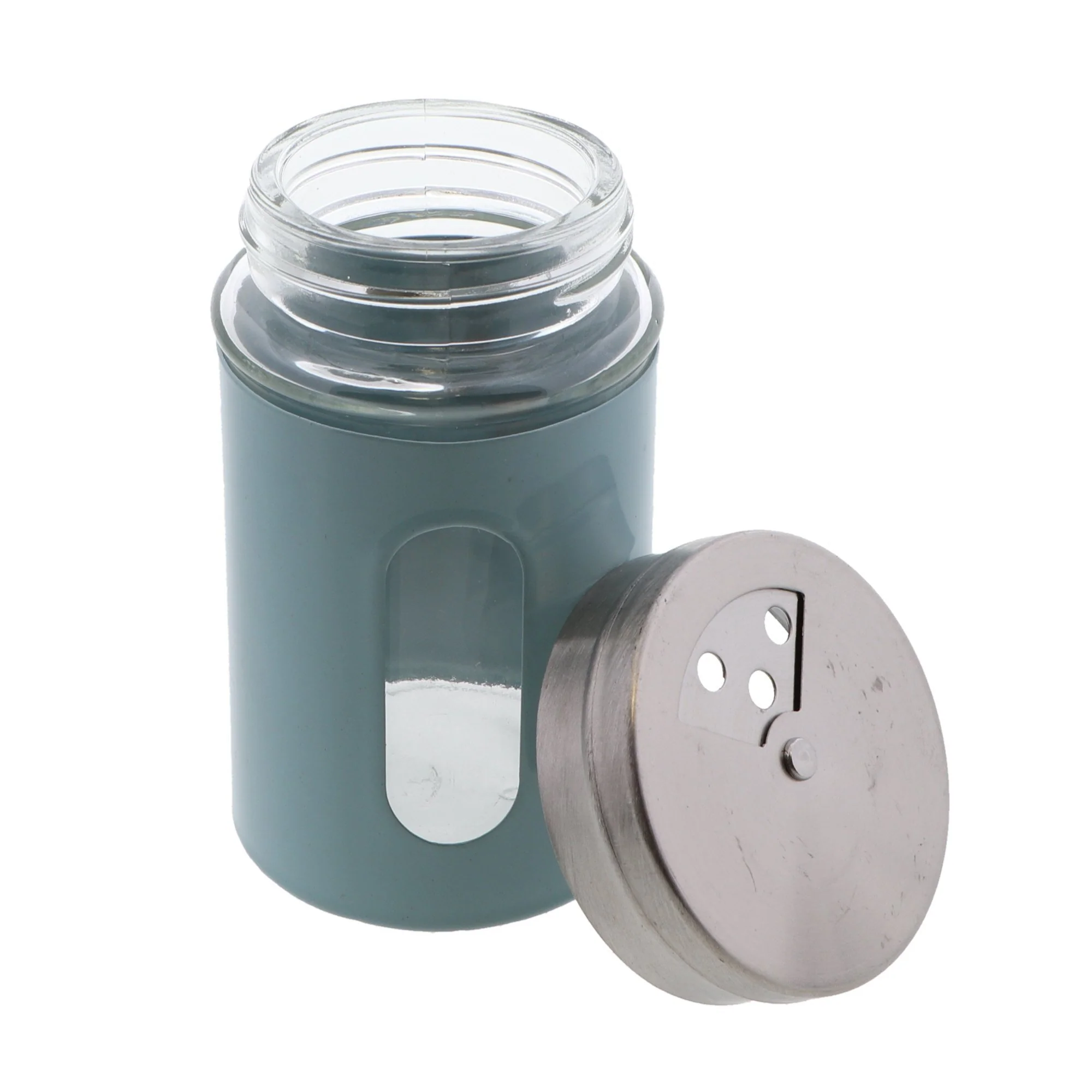 Blue Retro Salt & Pepper Glass Jar Shakers - Image 3