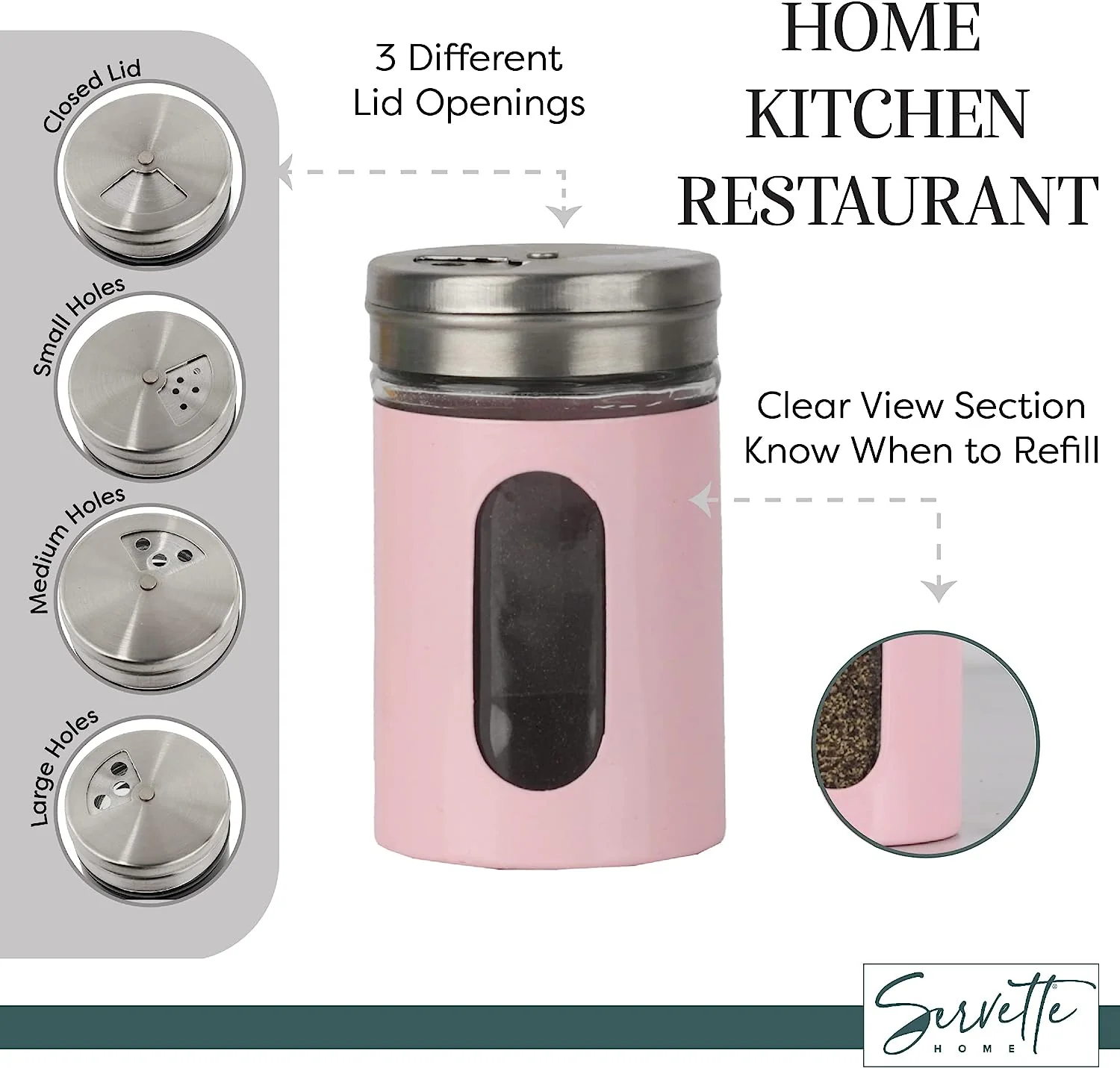 Pink Retro Salt & Pepper Glass Jar Single Shaker - Image 5