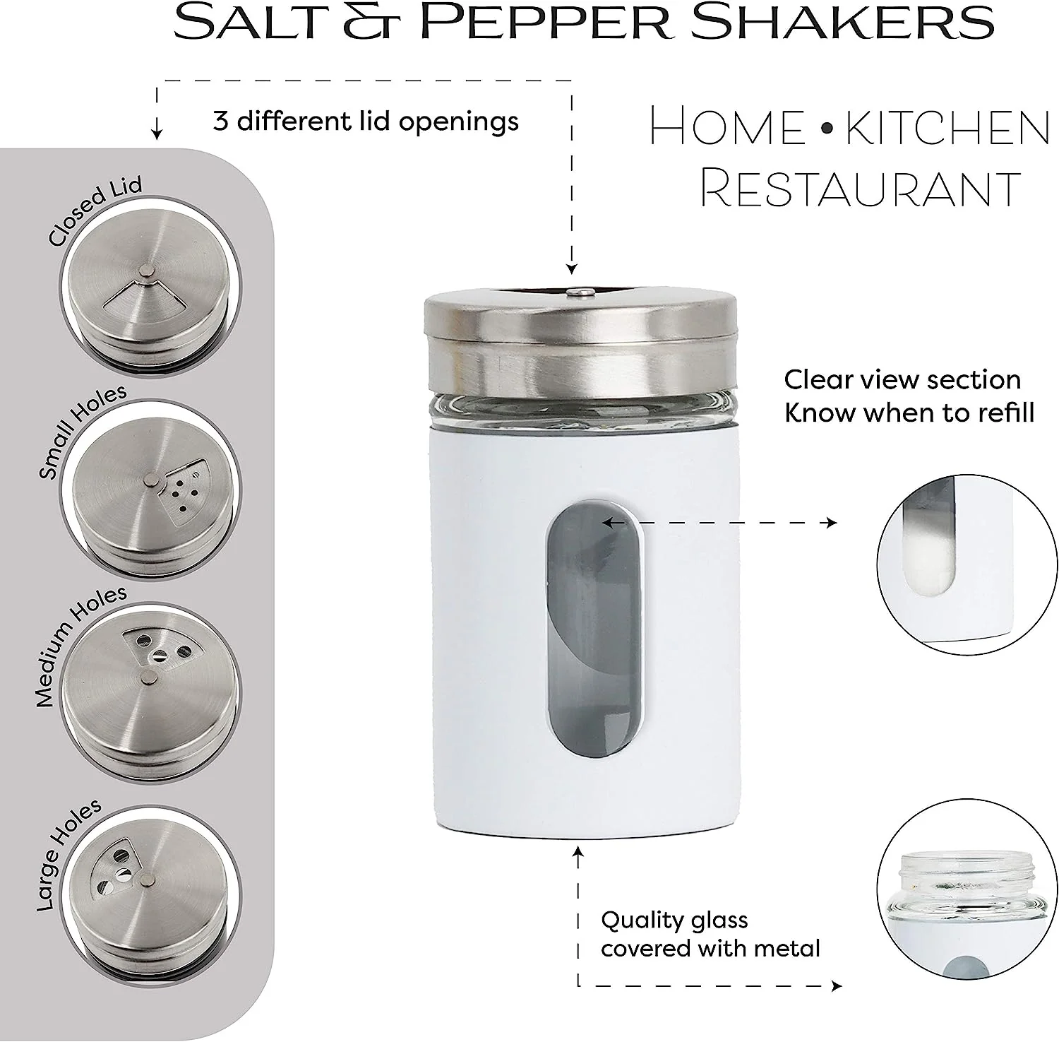 White Retro Salt & Pepper Glass Jar Shakers - Image 5