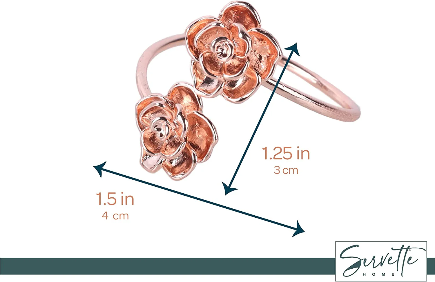 Rose Gold Flower Napkin Ring - Set of 4 - Image 5