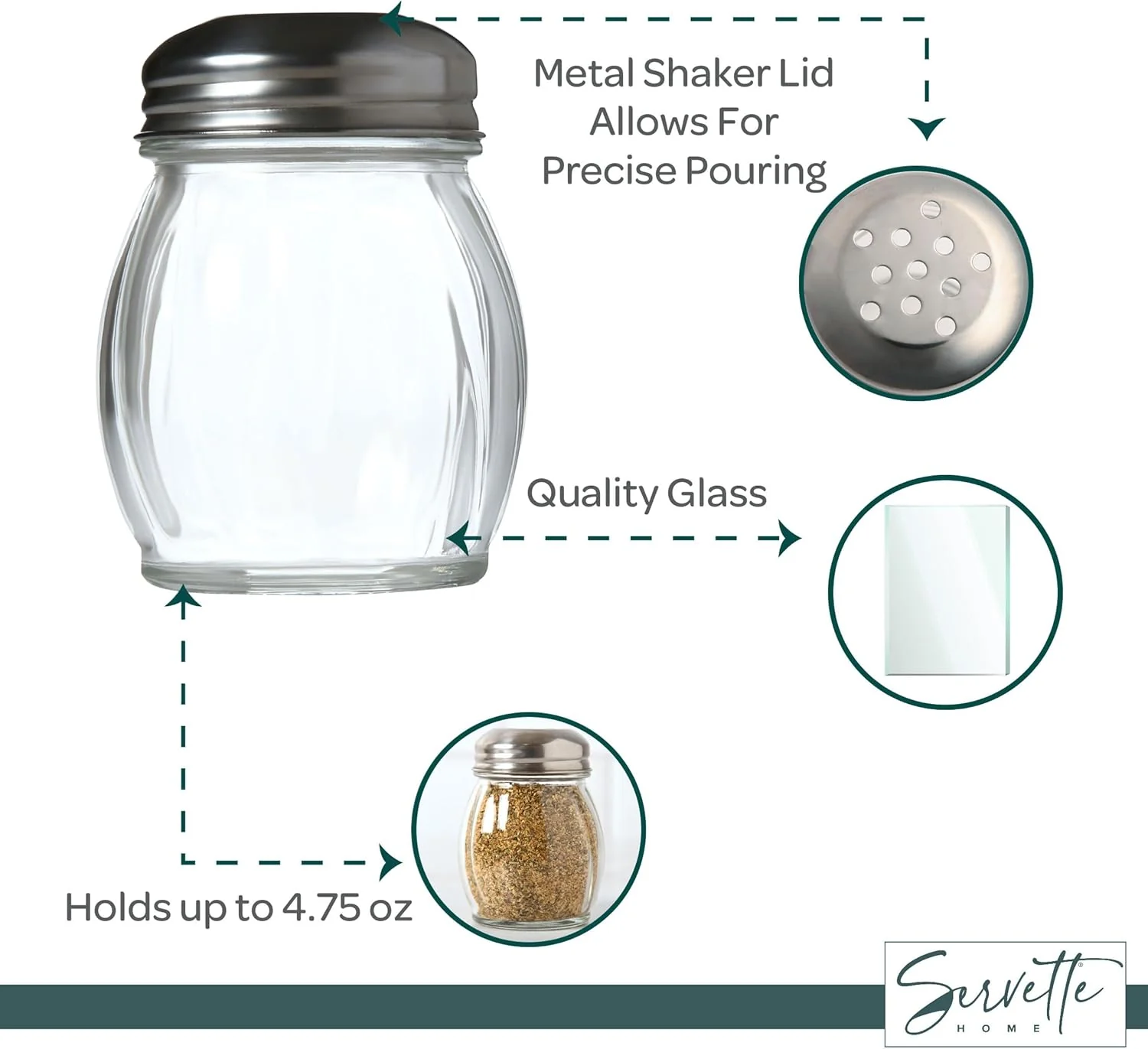 Servette Home 4.75 Ounce Round Glass Spice Jar with Metal Shaker Lid - Image 12