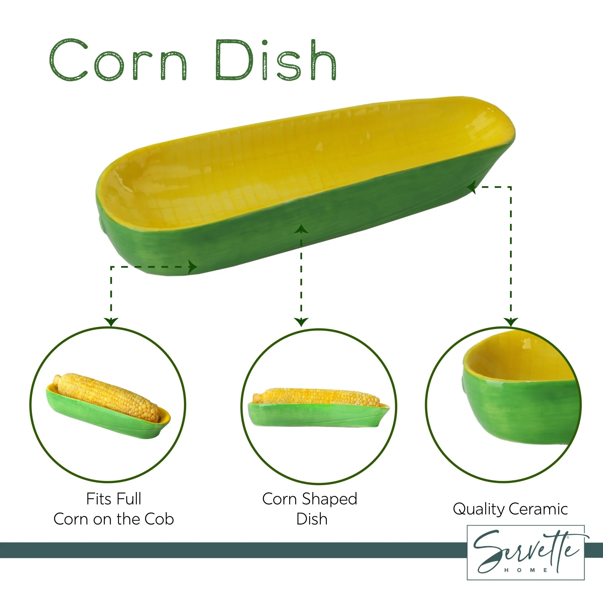 Servette Home Novelty Ceramic 8.5" Corn on The Cob Dish - Image 6