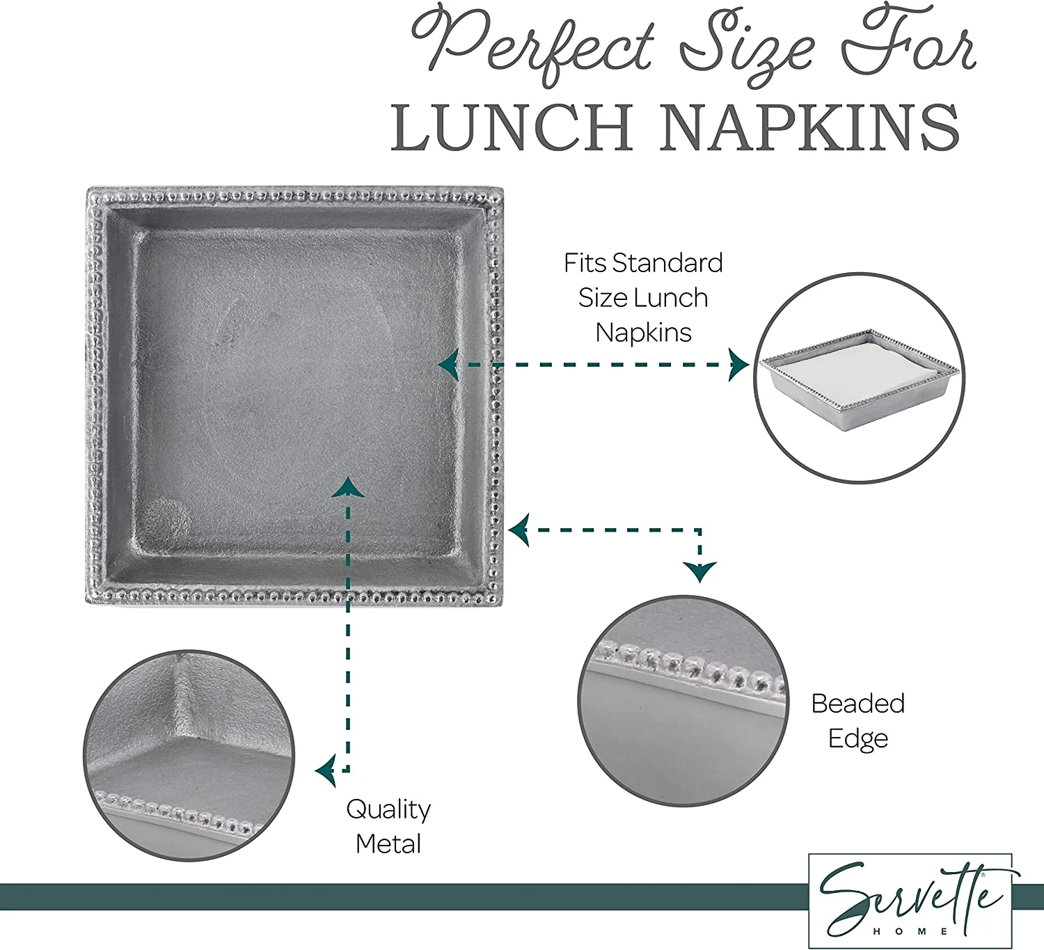 Silver Beaded Lunch Napkin Holder - Image 4