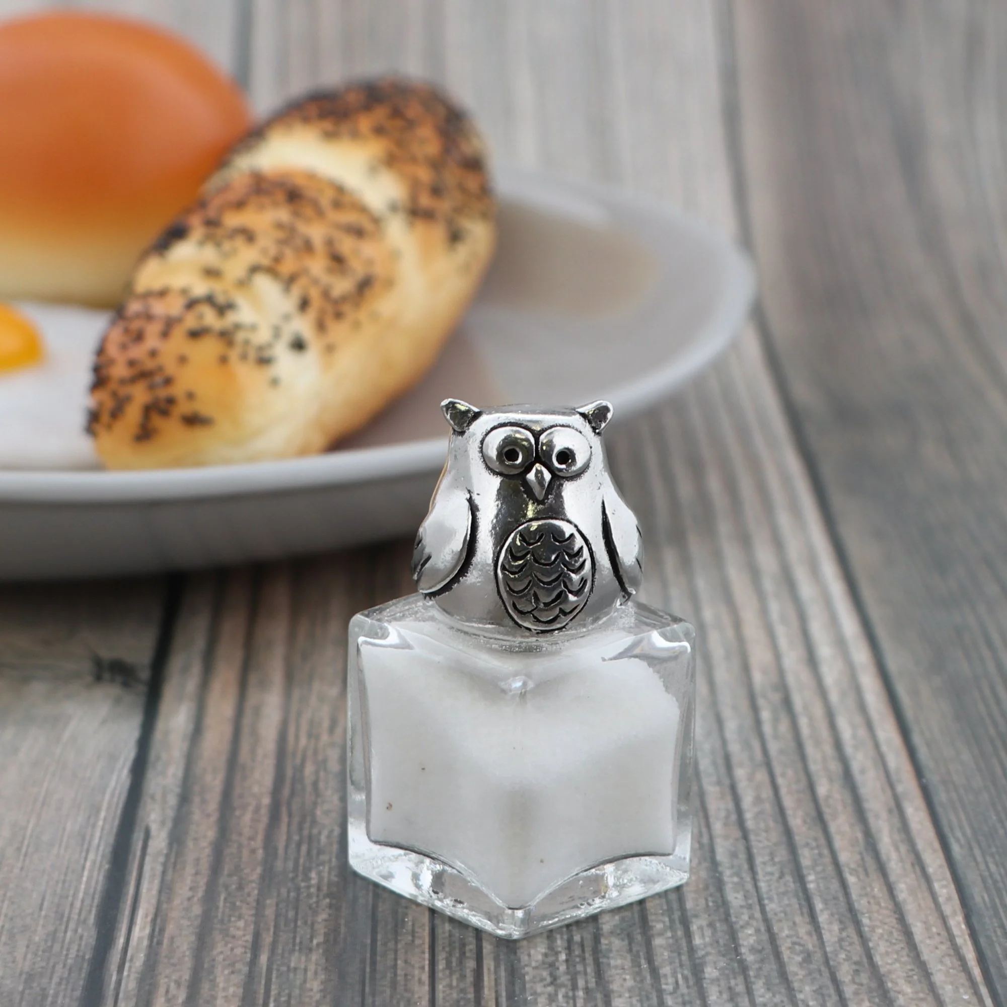 Single Mini Glass Shaker with Pewter Owl Figurine - Image 2
