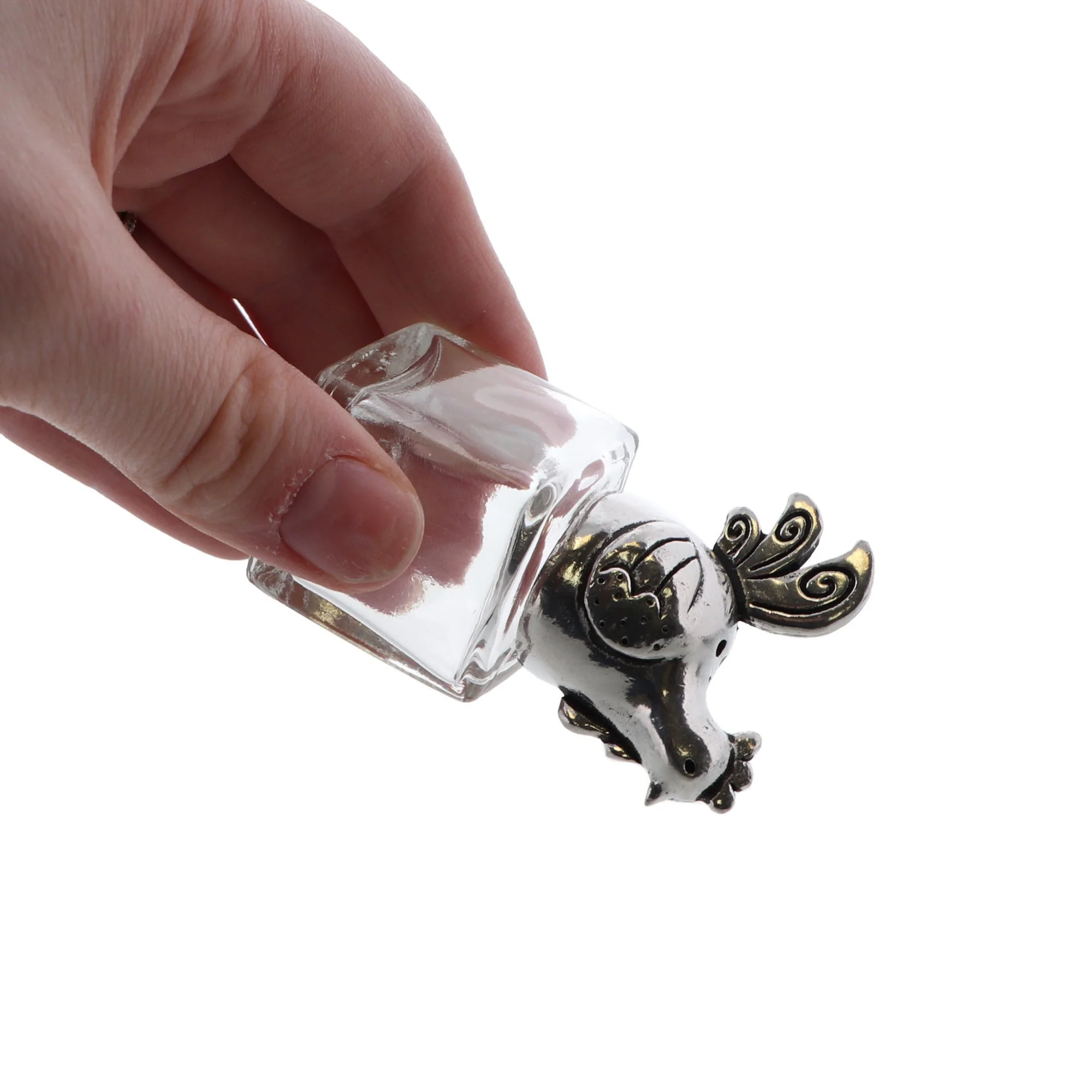 Single Mini Glass Shaker with Pewter Rooster Figurine - Image 3