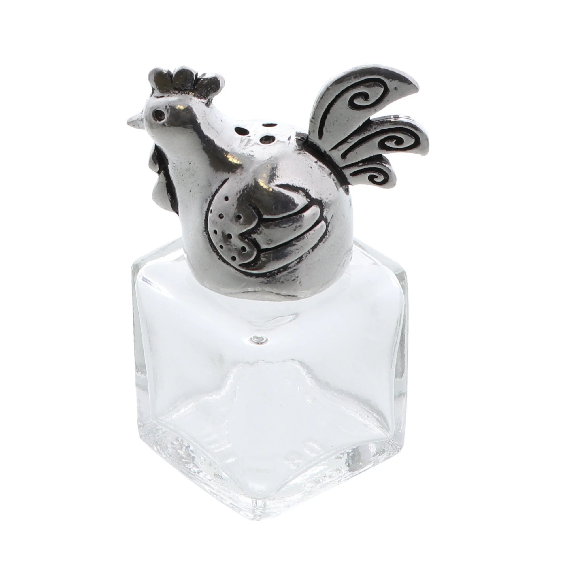 Single Mini Glass Shaker with Pewter Rooster Figurine - Image 4