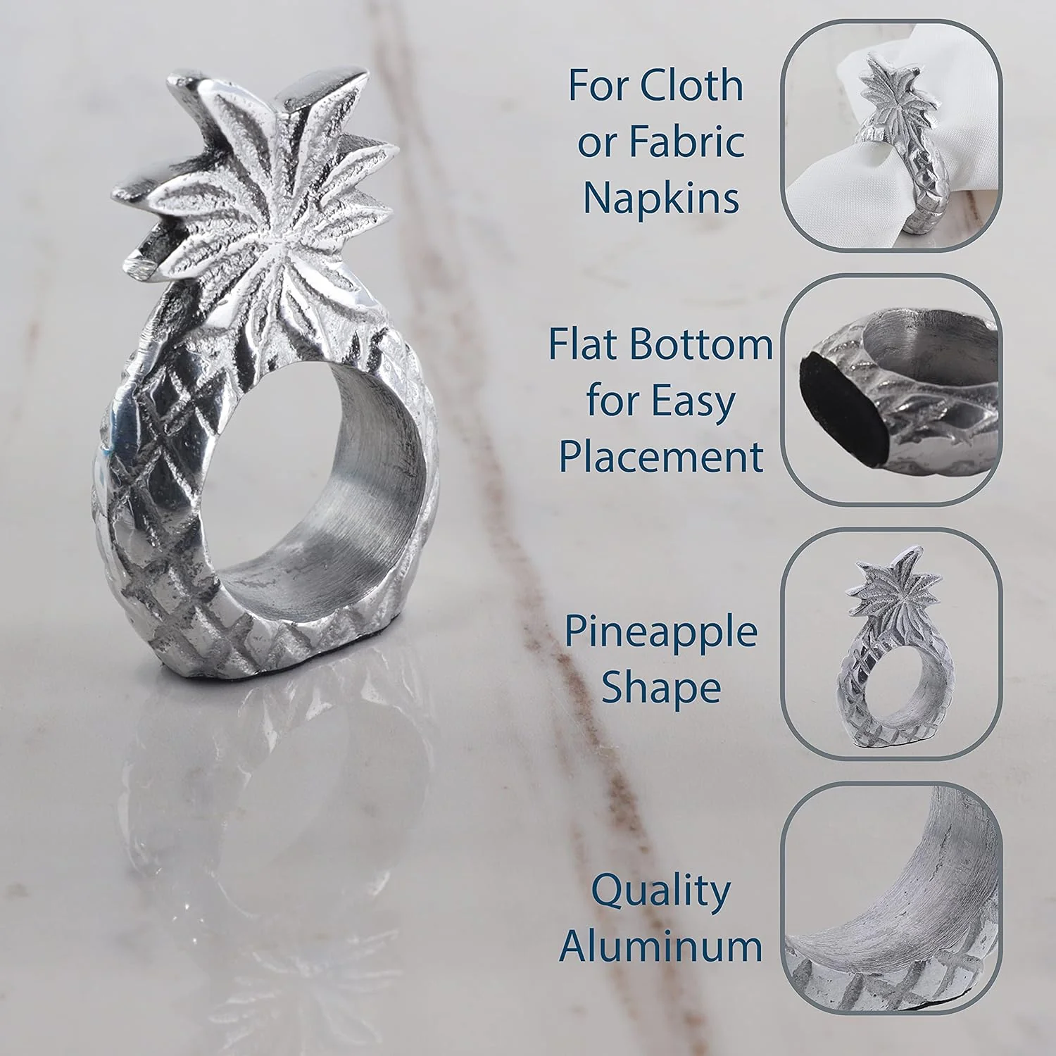 Pinapple Design Napkin Rings - Set of 5 - Image 4