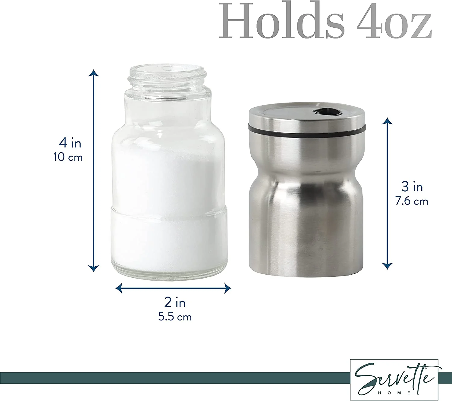 Stainless Steel Glass & Metal Salt and Pepper Shakers - Image 4